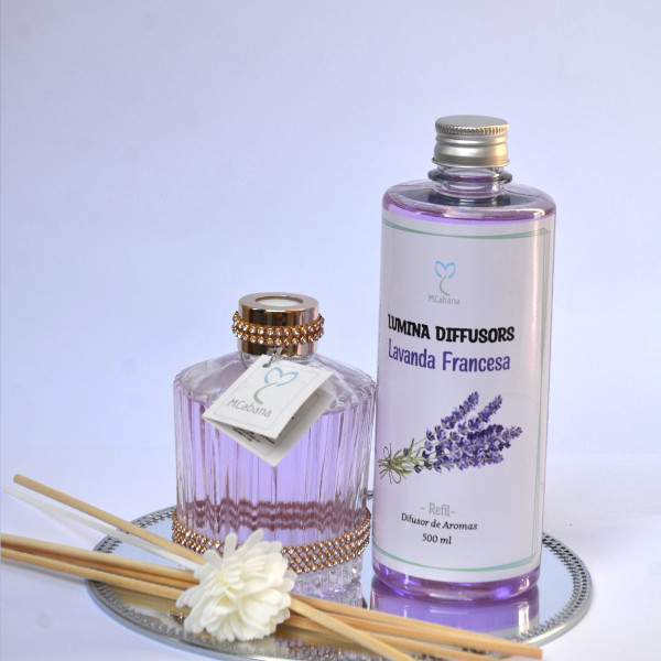 Kit Difusor com Varetas 250ml + Refil 500ml Lavanda Francesa: Perfume e Bem-Estar para o seu Lar