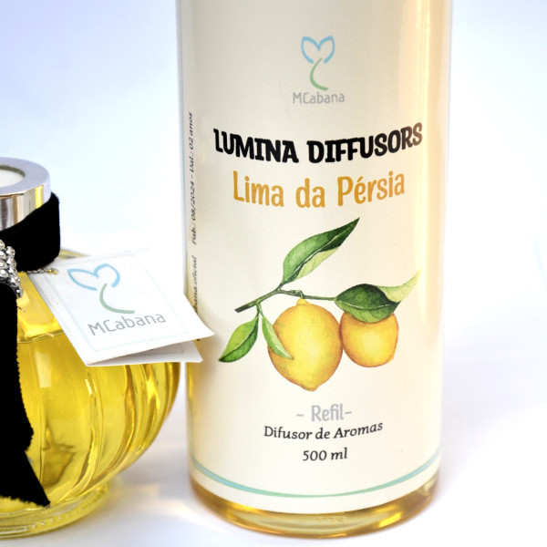 Kit Difusor com Varetas 250ml + Refil Lima da Pérsia 500ml: Leveza e Frescor para o seu ambiente.